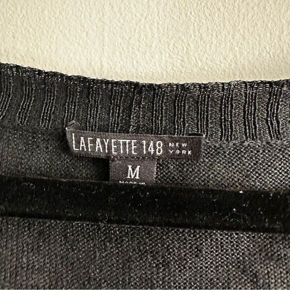 Lafayette 148 New‎ York 100% Linen One Button Cardigan Black Women’s Size M - Picture 3 of 7